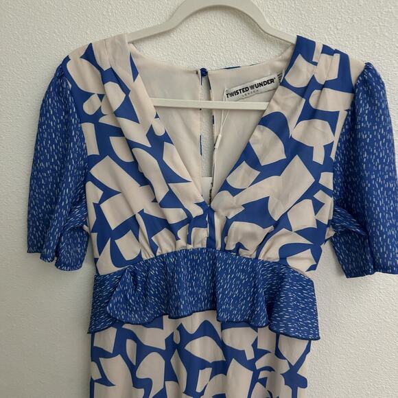 Twisted Wunder Midaxi Dress Blue White Abstract Floral NEW Size 8 - Picture 3 of 8